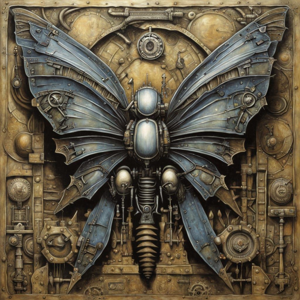 Surreal Seth Brundlefly with Mechanical Wings in Acrylic
