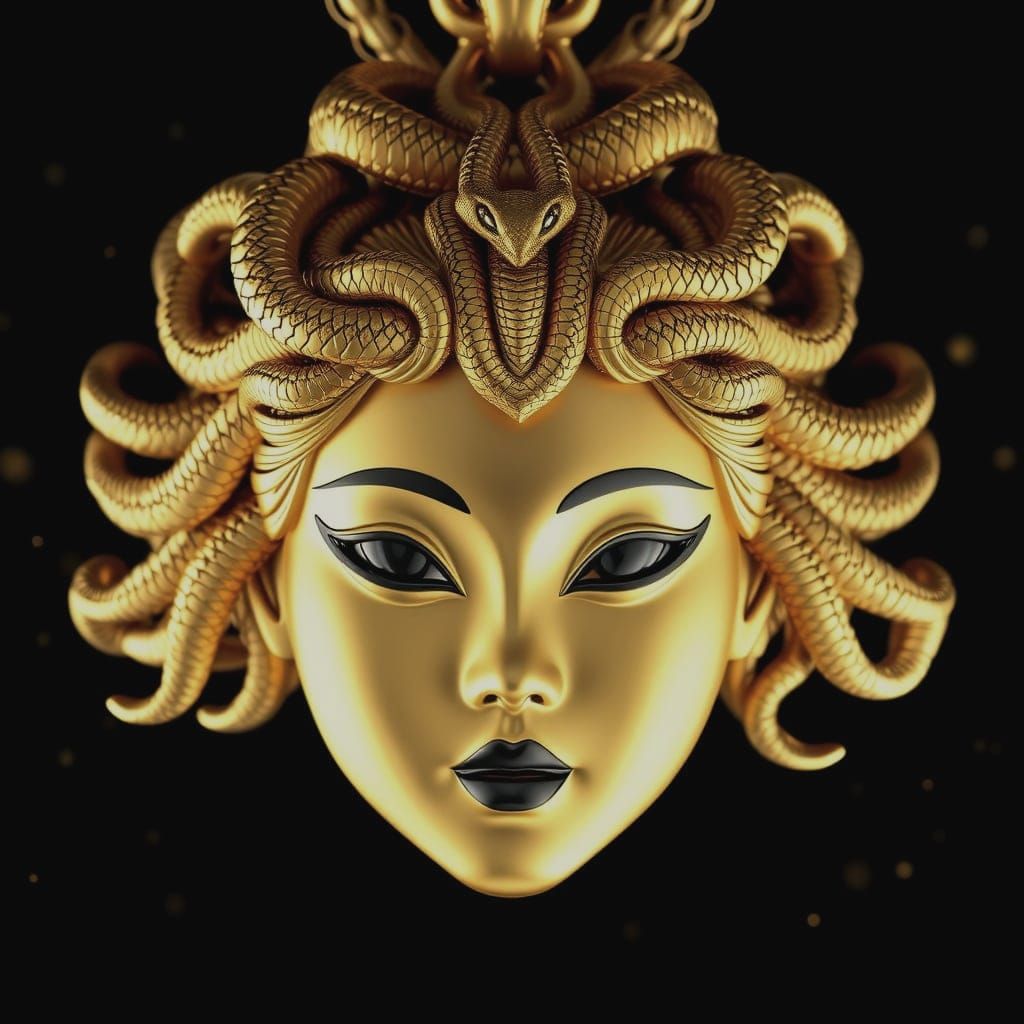 Golden Asian Goddess Pendant in Fantasy Style