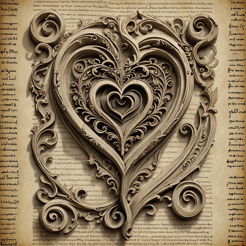 Eternal Love: Heart and Scroll Still Life