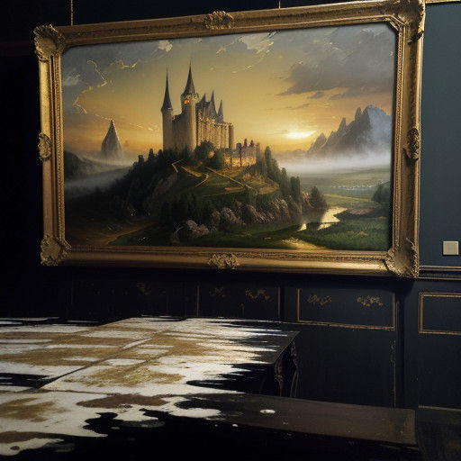 A Darkened European Castle Interior in Golden Light