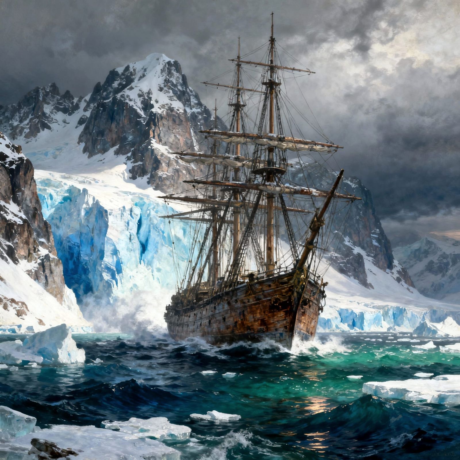 19th Century Galleon Navigates Treacherous Arctic Seas