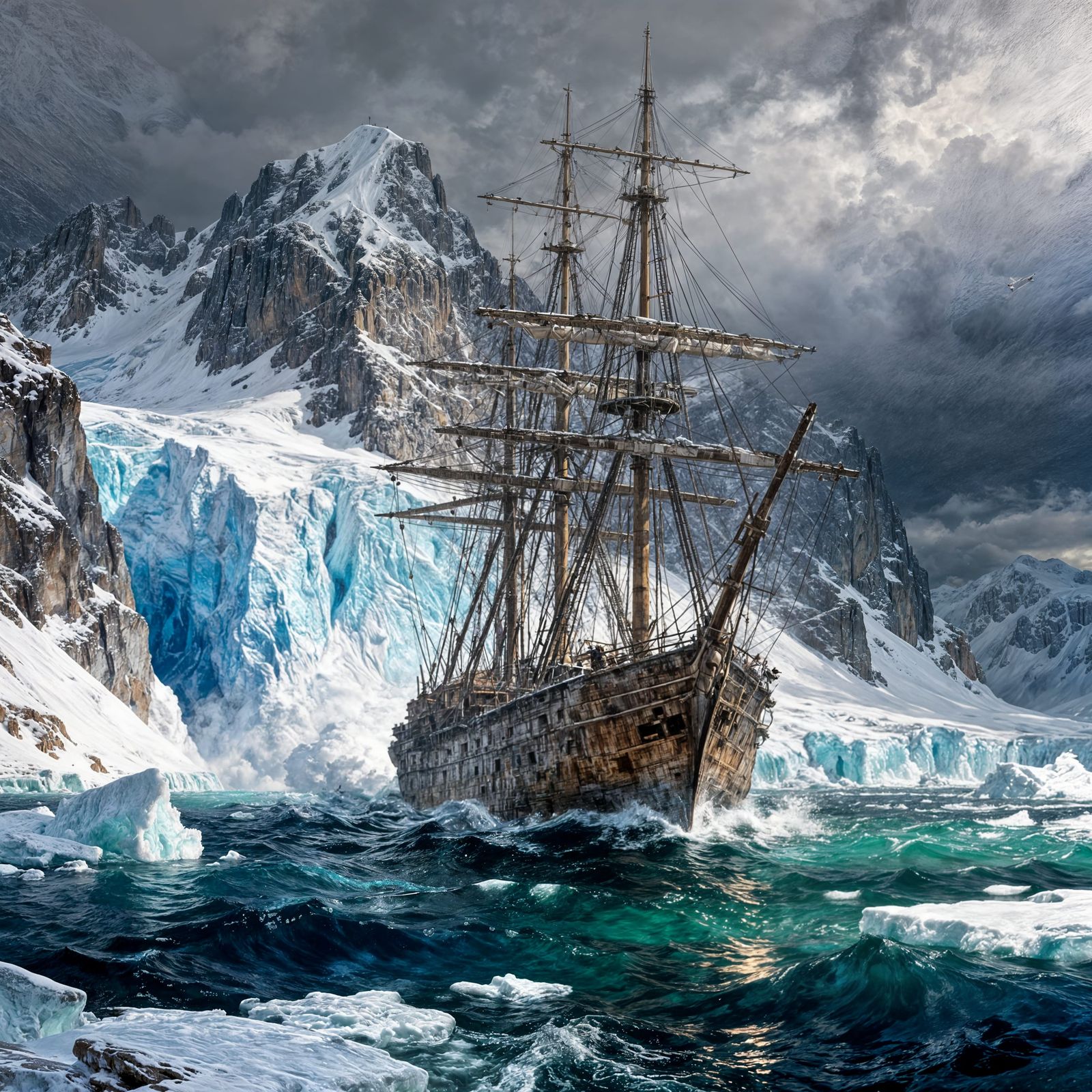 19th Century Galleon Navigates Treacherous Arctic Seas