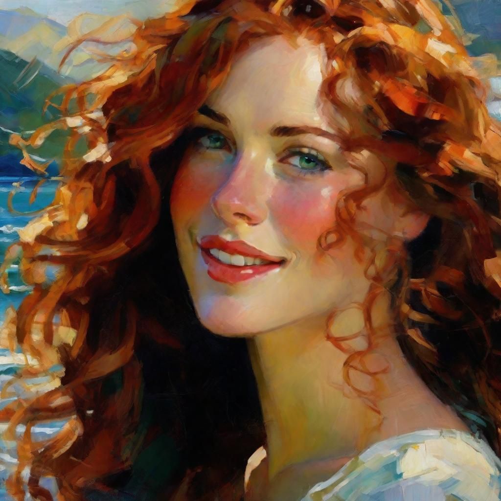 Ethereal Norse Goddess on a Fjord in Soft Post-Impressionist...