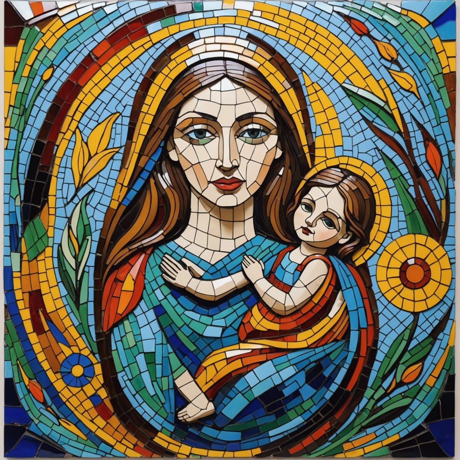 Colorful Glass Mosaic Art: Motherhood in Many Forms