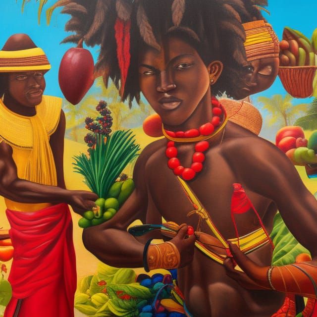 Jamaican Man Selling Food, Mural Painting