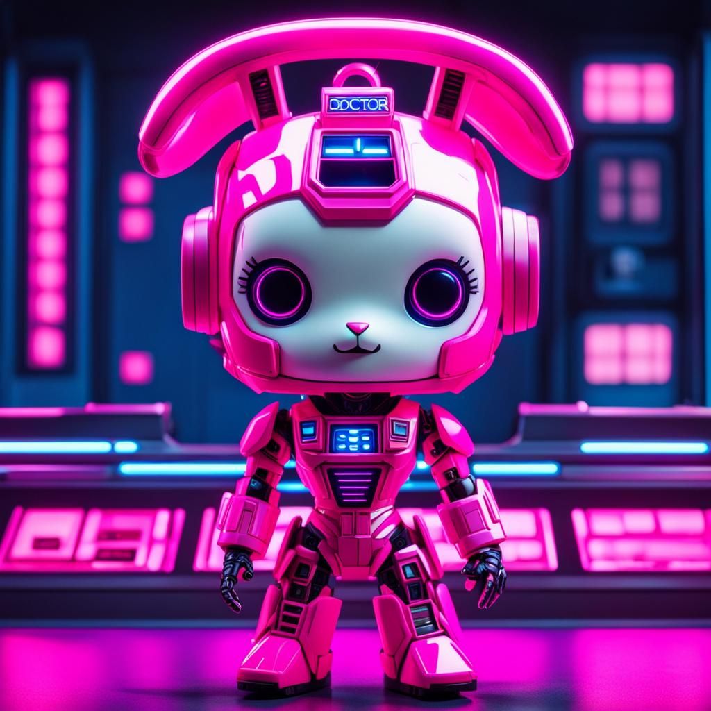 The Doctor's new companion is a neon pink Chibi Cyberbunny bot dolly girl , A pink TARDIS, Doctor Who , Cyber bunny , ...
