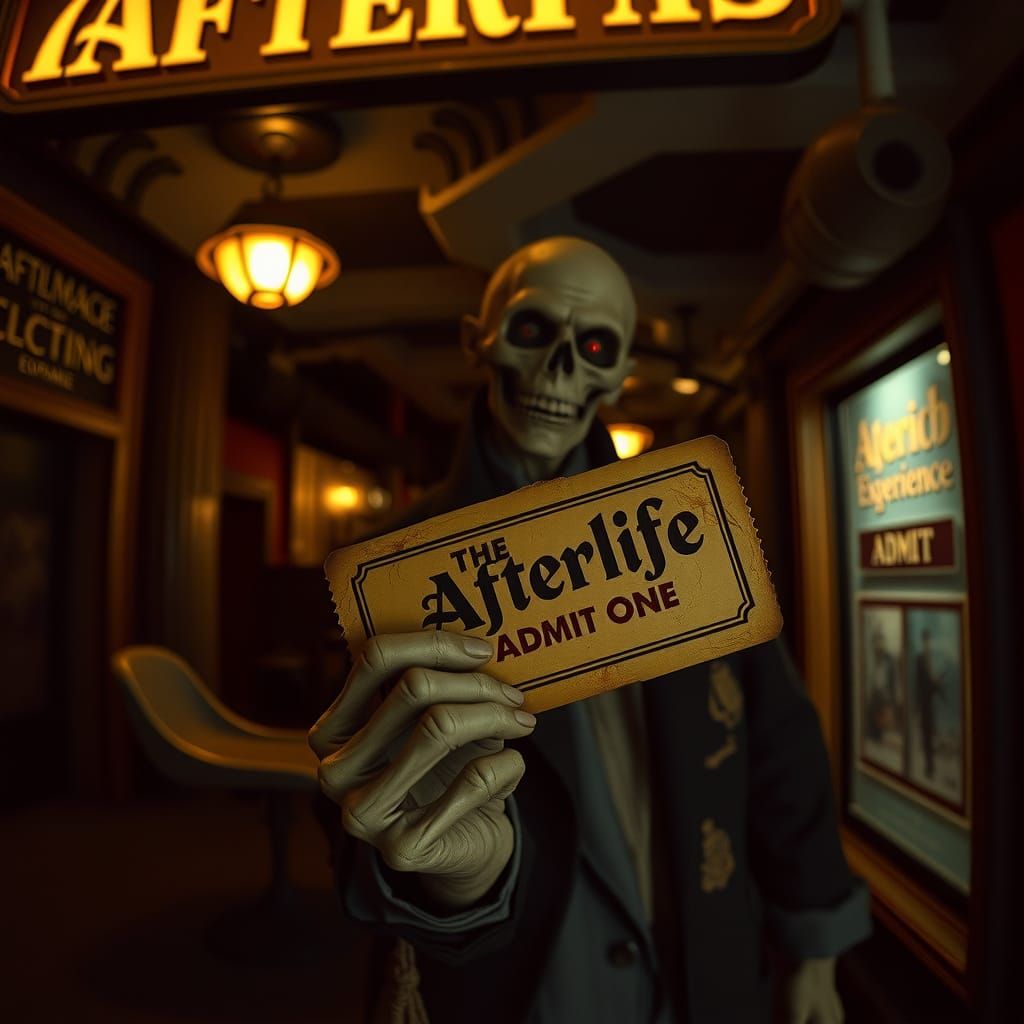 Eerie Theme Park Entrance in Noir Style