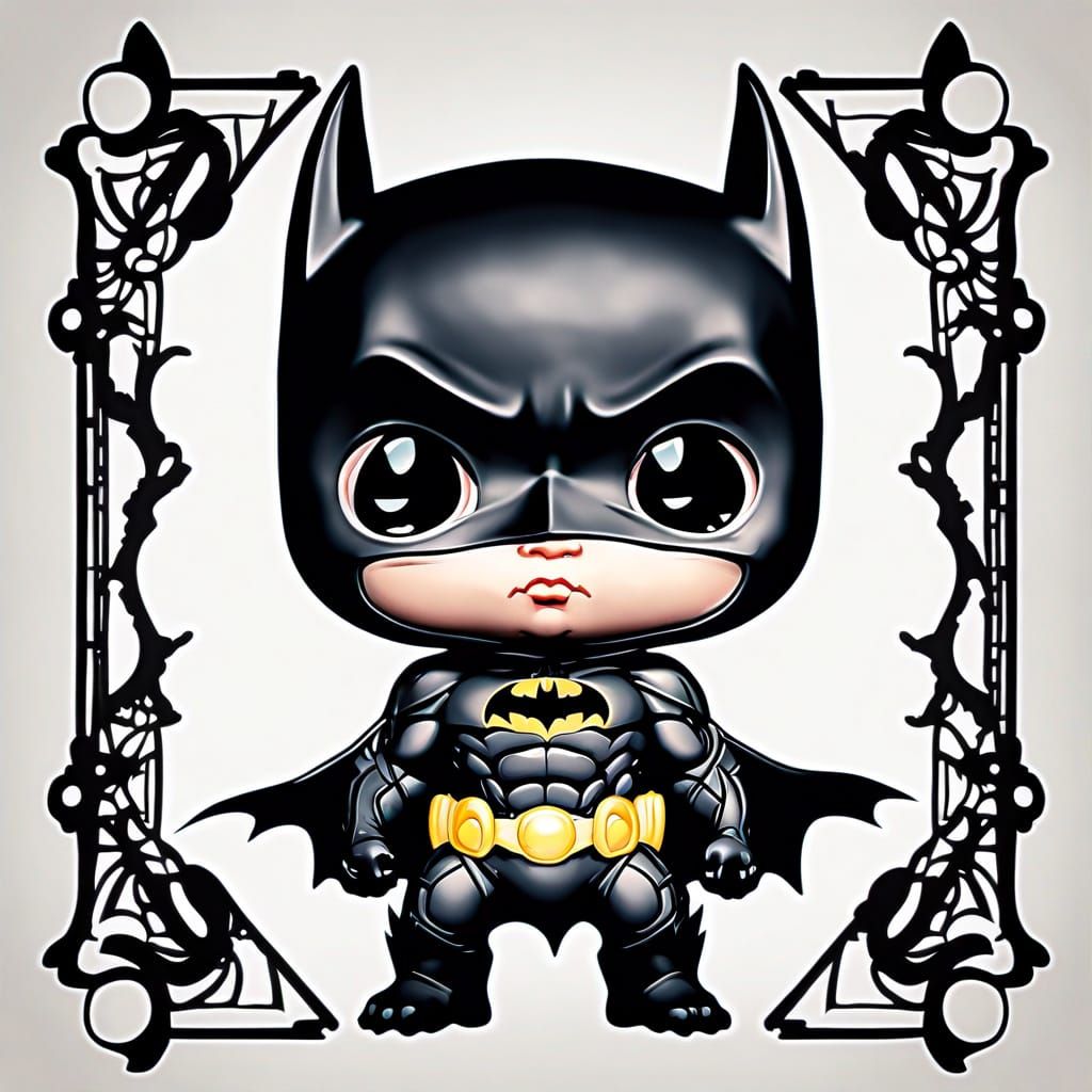 Chibi Batman Baby Portrait with Intricate Filigree