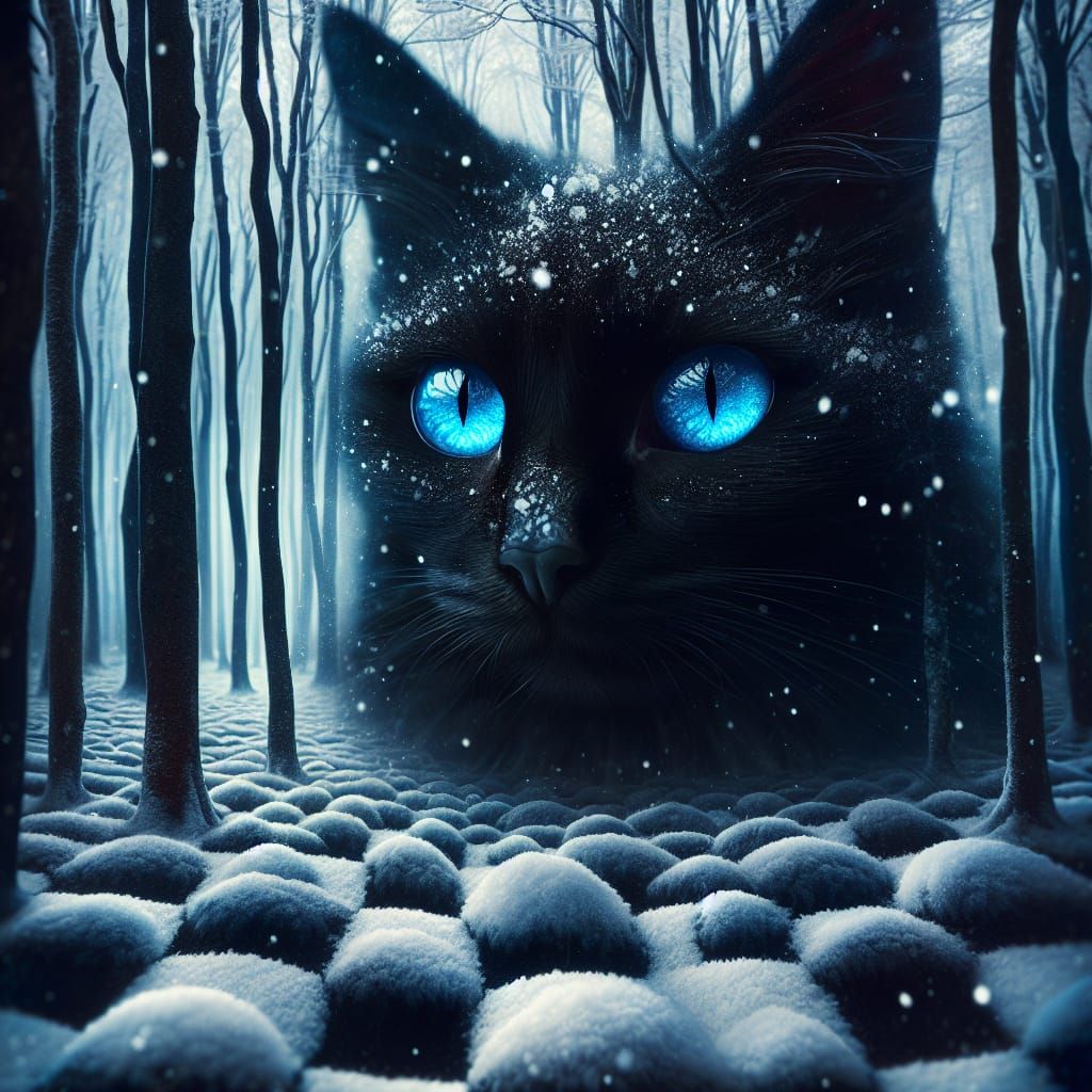 black cat with blue eyes