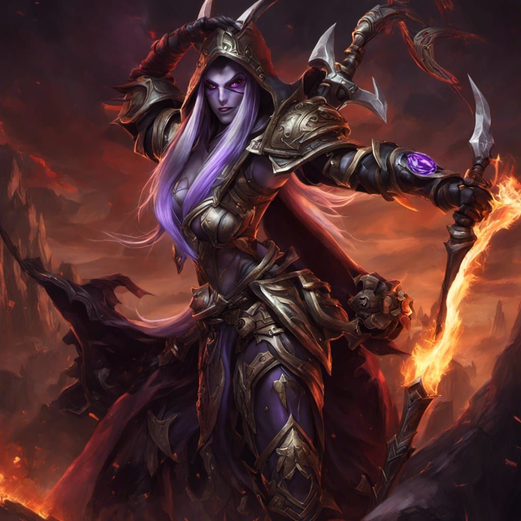 Sylvanas_world_of_warcraft, battle pose, epic pose