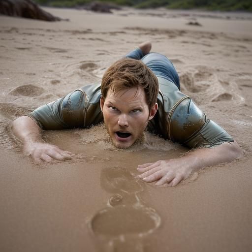 Man Sinking in Quicksand: Professional Photography