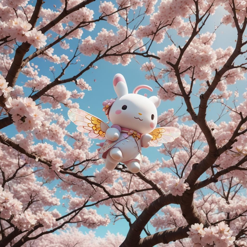 Cinnamoroll in Sakura Tree: Double Exposure Blossom Dream