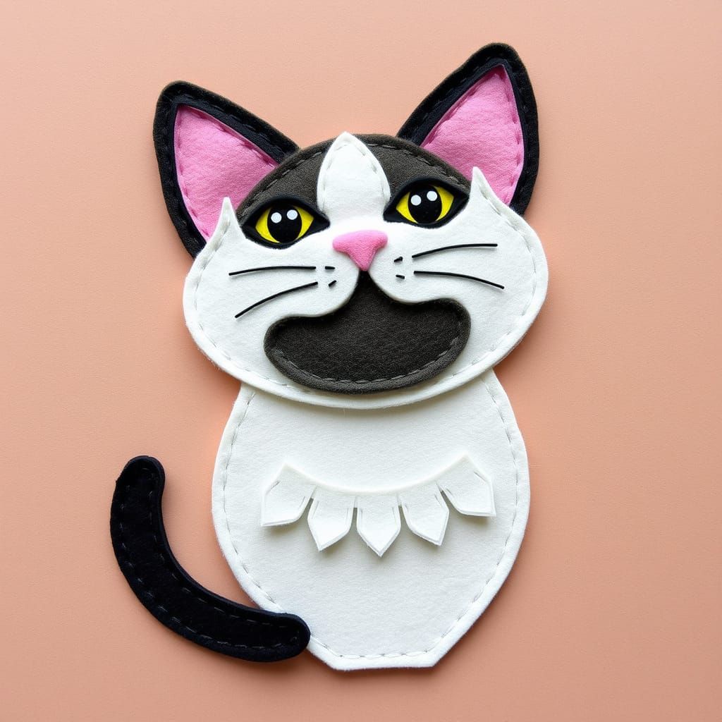 Felt Layered Cat Sculpture