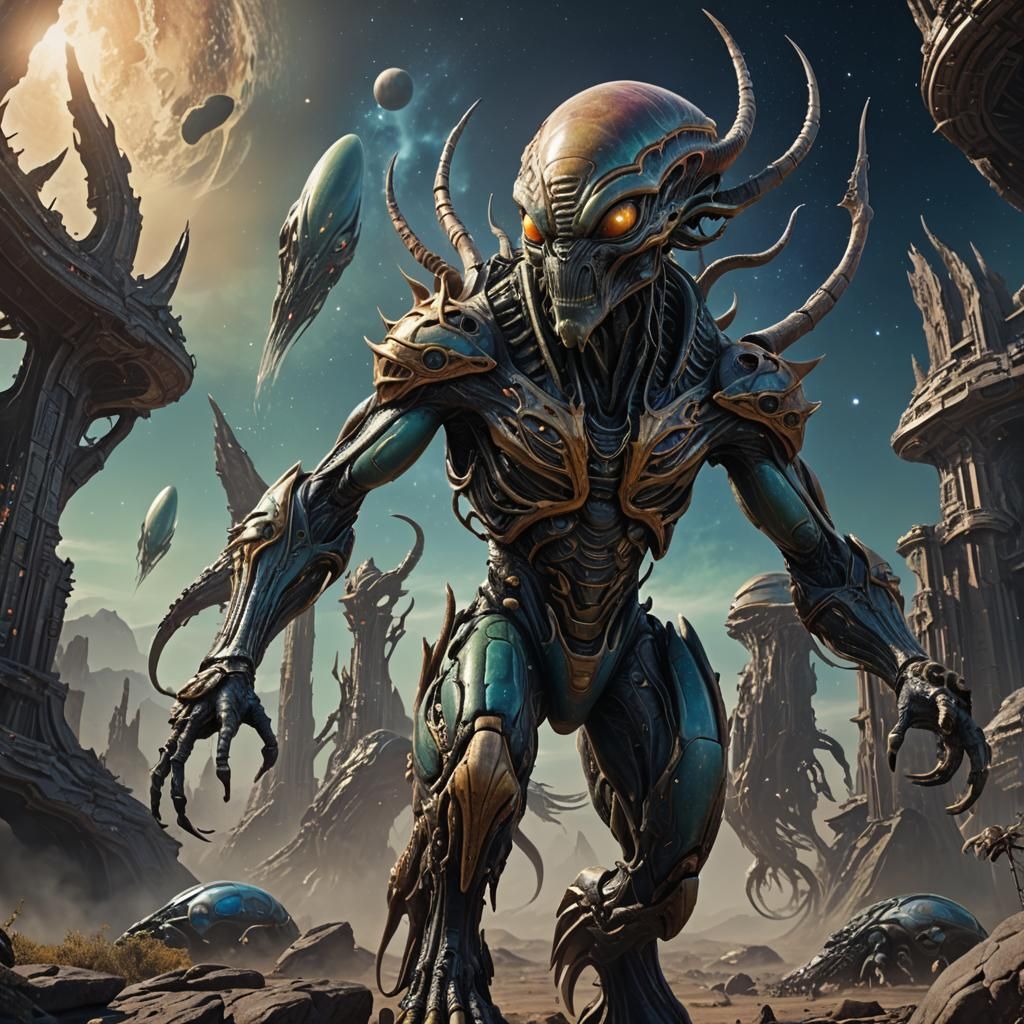 Celestial Alien Creature: Detailed Matte Painting