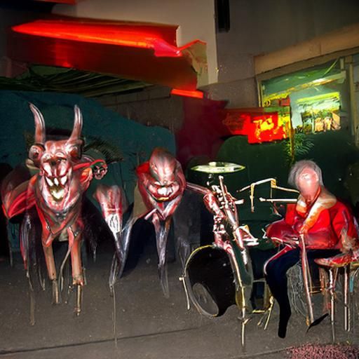Demonic Band Plays Jazz in Dark Club
