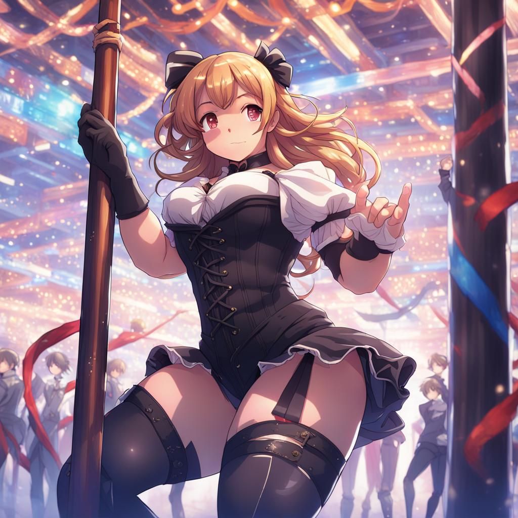 Anime Style Plus-Size Woman Pole Dancing