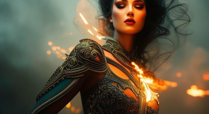Luminescent Fire Goddess Digital Art