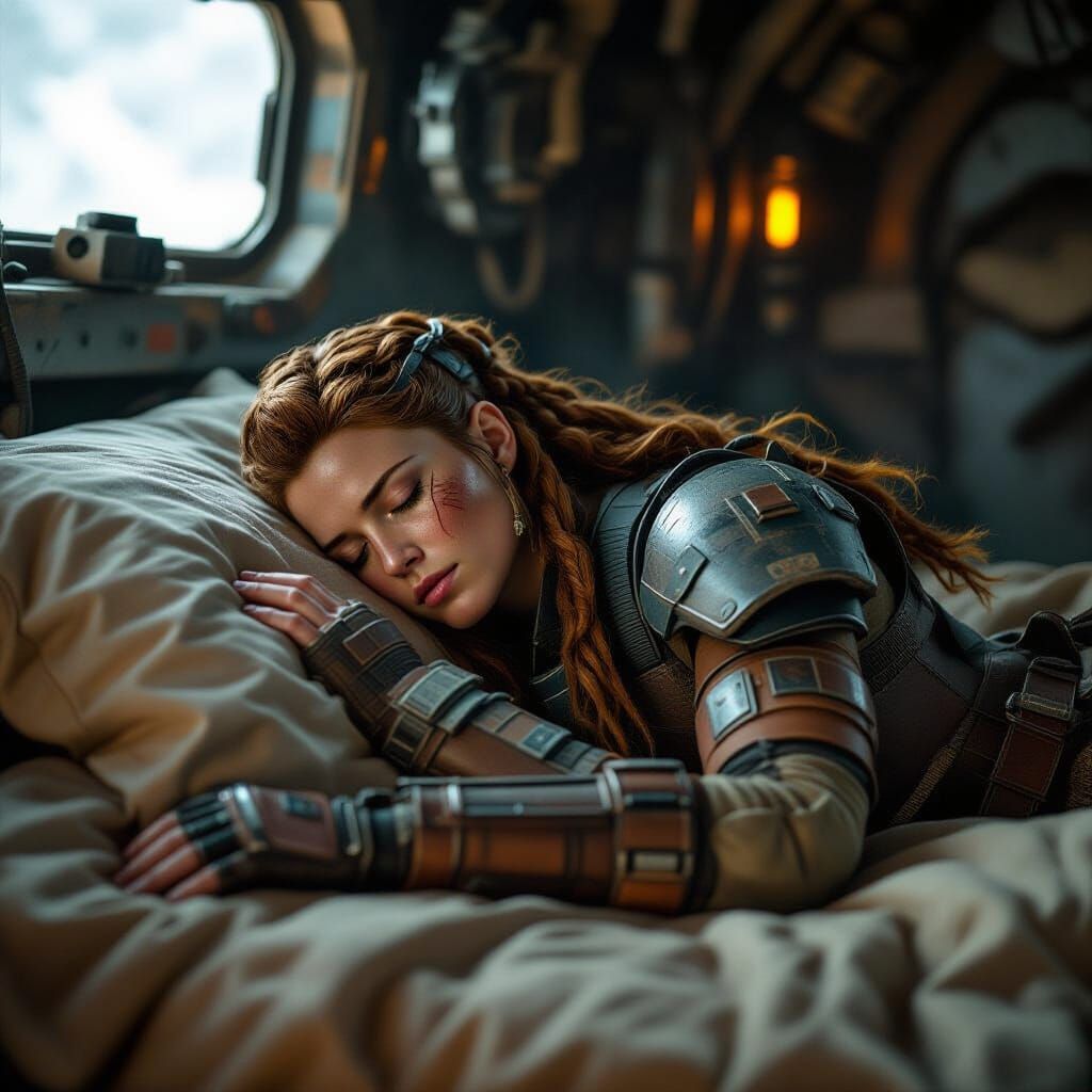 Aloy Asleep Among Ruins, Cinematic Film Still