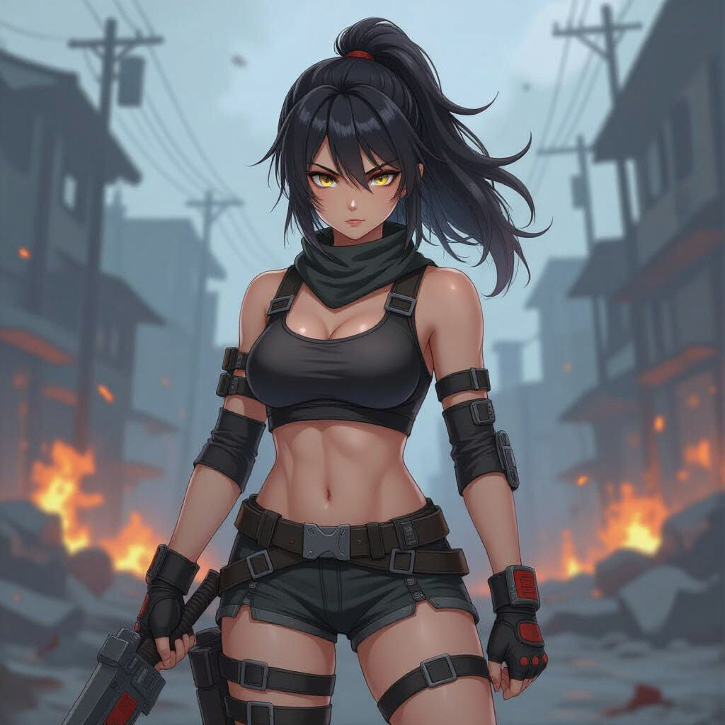 Anime Female Fighter in Apocalyptic Setting