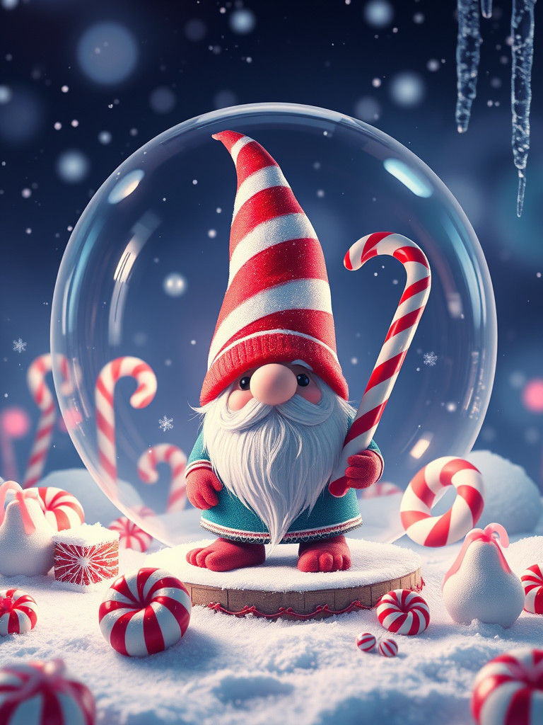 Candy Cane Gnome in Winter Wonderland