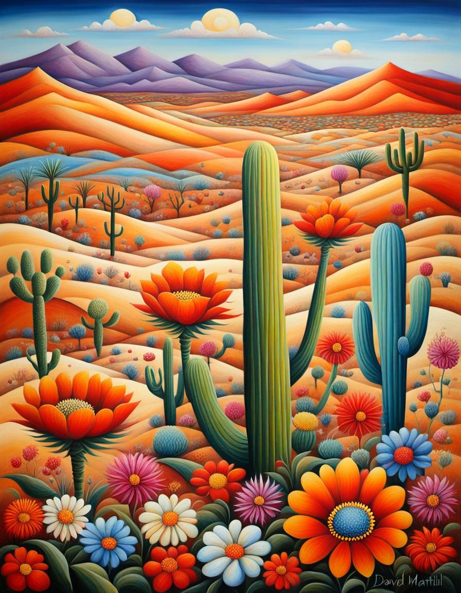 Desert Flower Landscape in Expressive Style