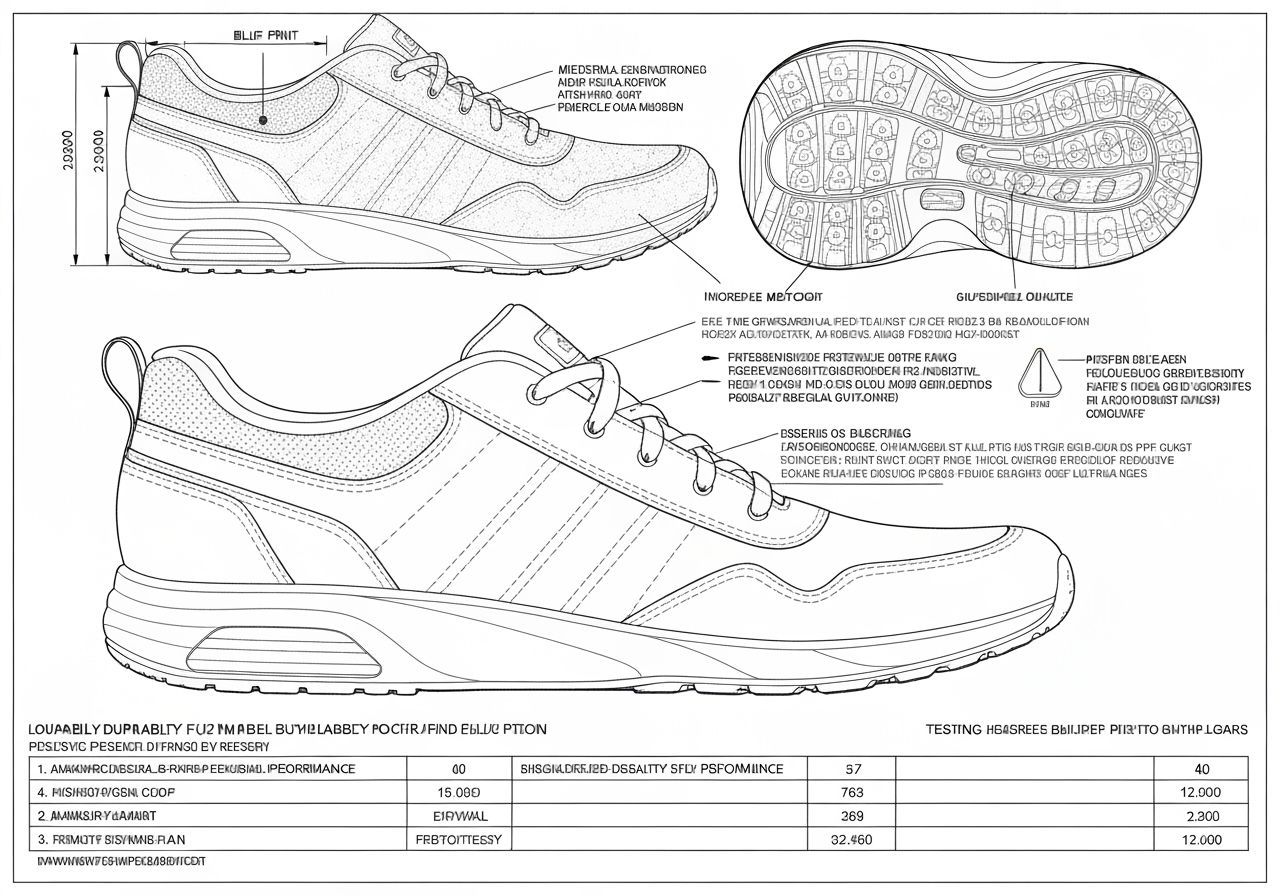Detailed Technical Blueprint of a Gym Shoe