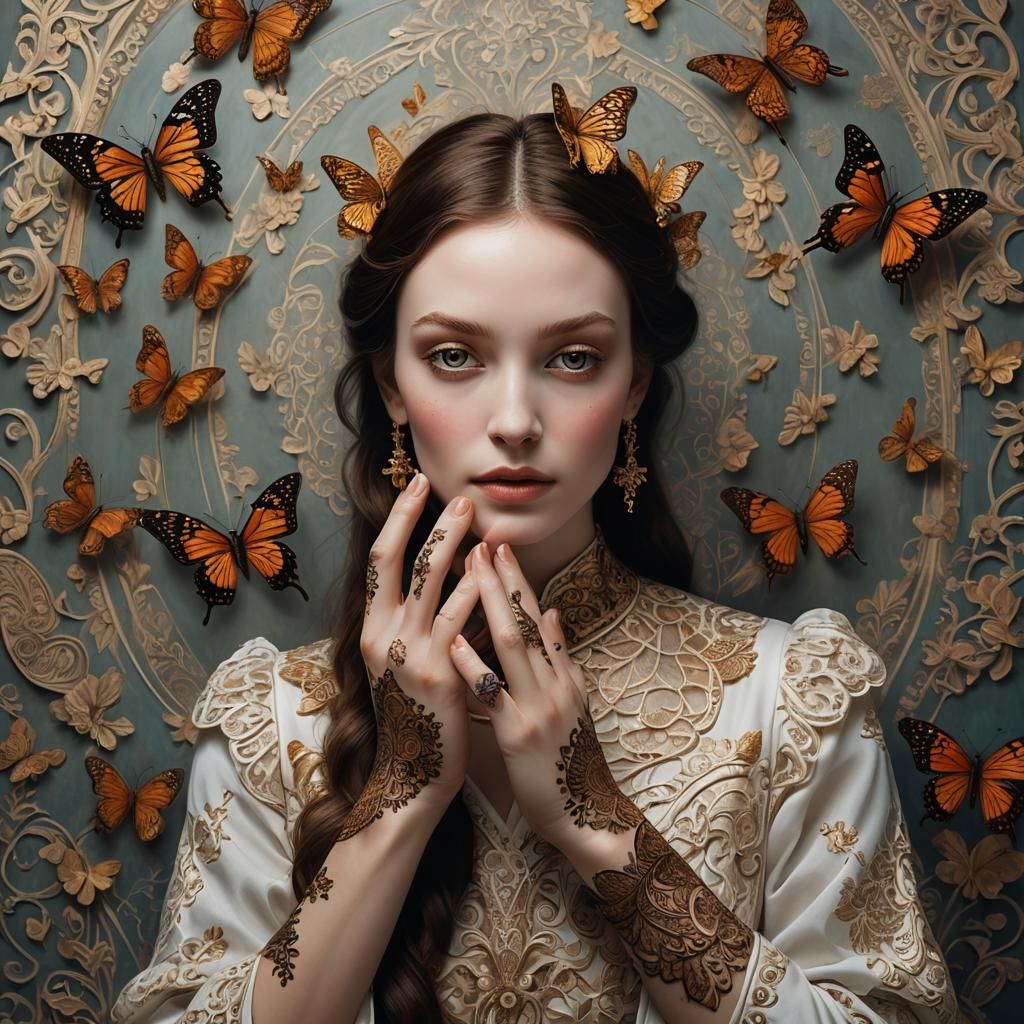 Butterfly Portrait in Rembrandt Lighting