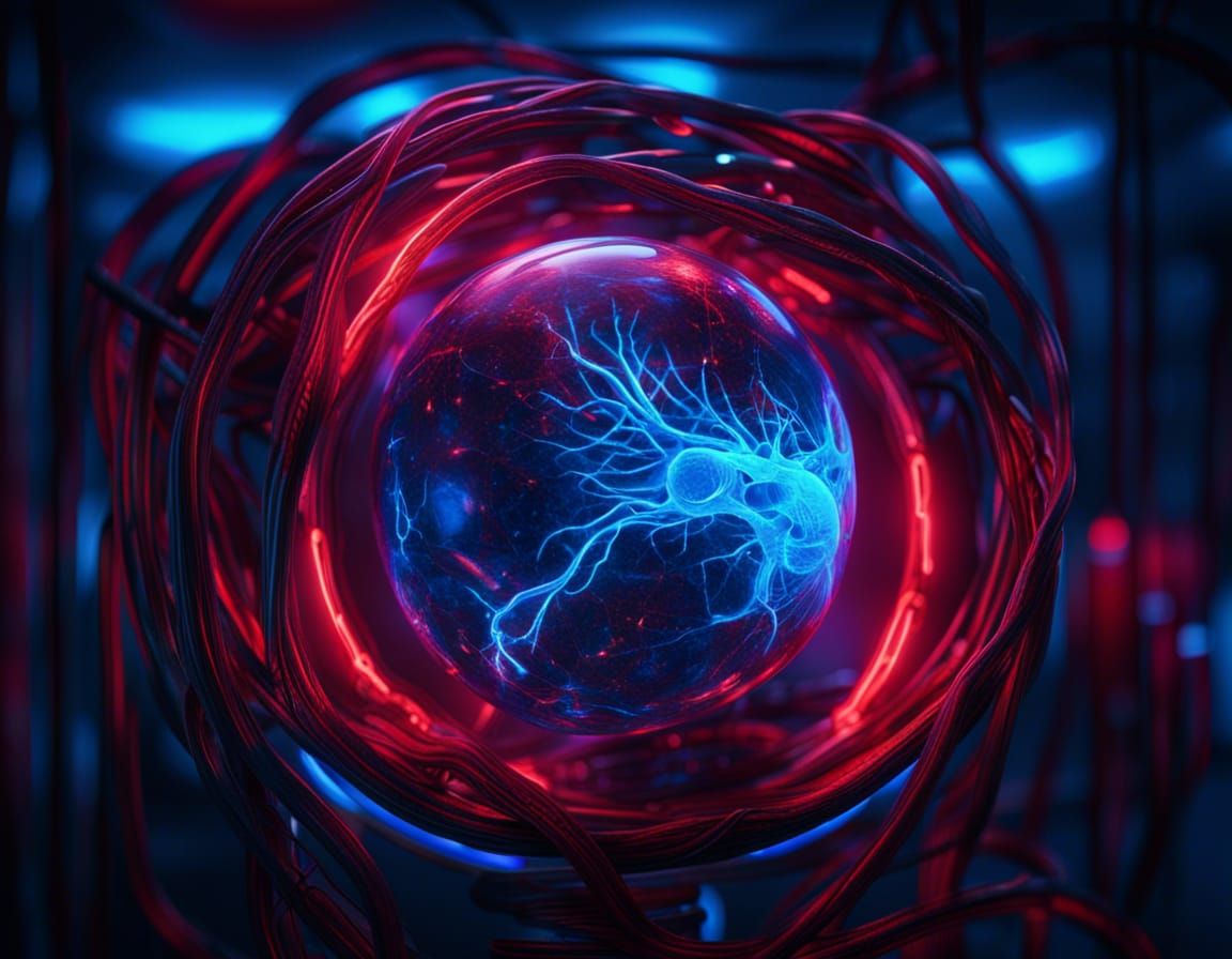 Bioluminescent Sci-Fi Fetus in Glass Orb