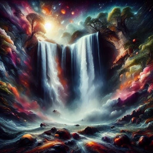 Droplets Falling in a Cinematic Splash of Light