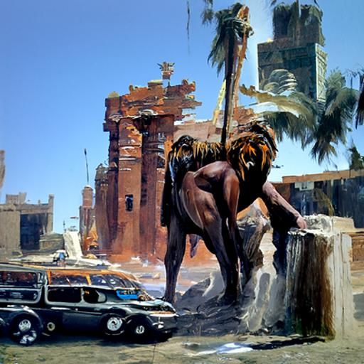 Babylon Cityscape in Oil Painting Style