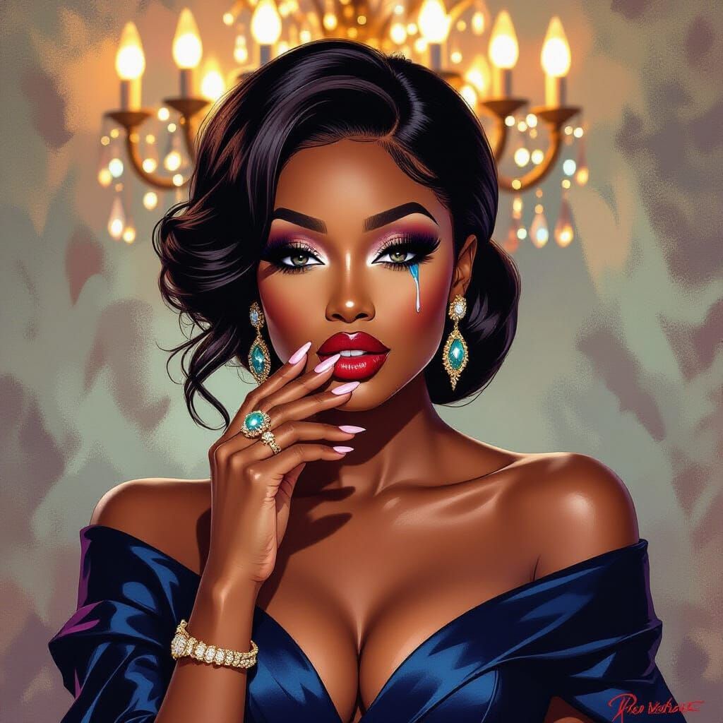 Glamorous Nigerian Woman's Shock in Dramatic Lighting