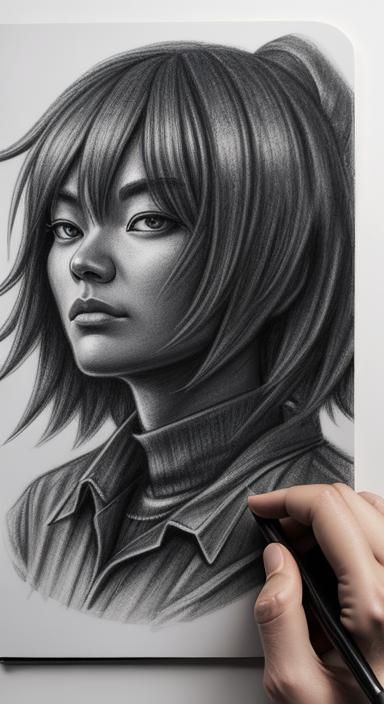 Hyperdetailed Charcoal Drawing of Noodle Notebook