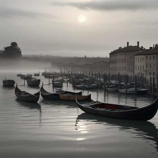 Dawn at Harbor: Italian Renaissance Charcoal Drawing