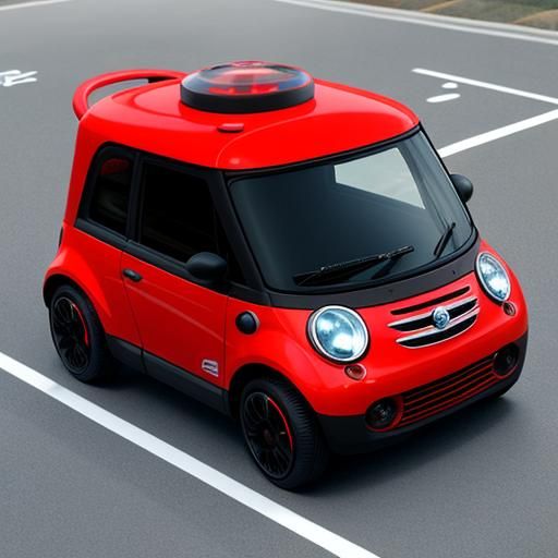 Futuristic Red Bubble Car in Hyperrealism