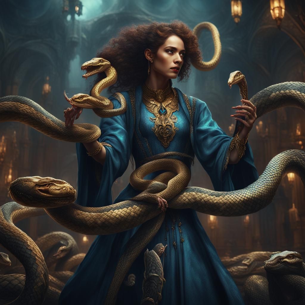 Snakearm Sorceresses Build Cults: Detailed Matte Painting