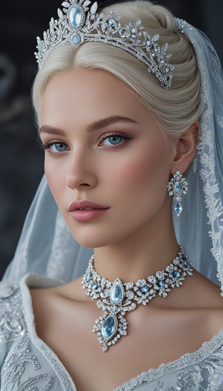 Futuristic Snow Queen Portrait in Hyper-Realism