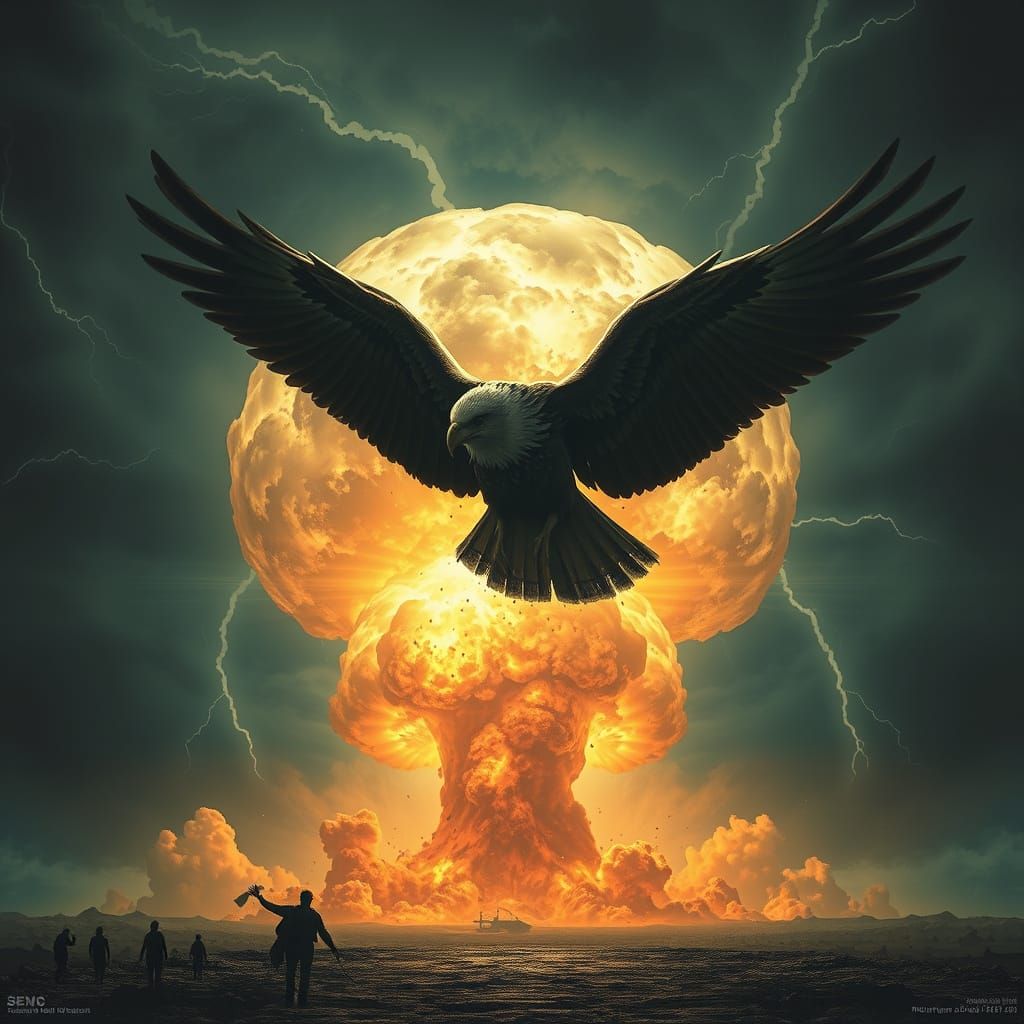 Condor Emerges from Atomic Explosion in Cyberpunk Style