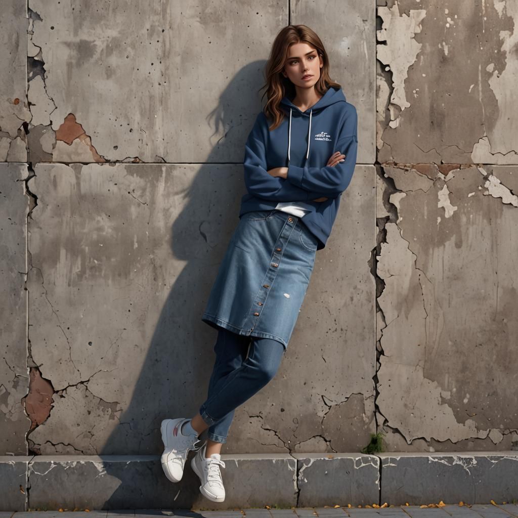 Girl leaning against the wall