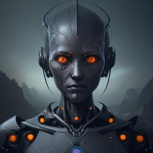 Robot Head Thinking Animation in Detailed Digital Art