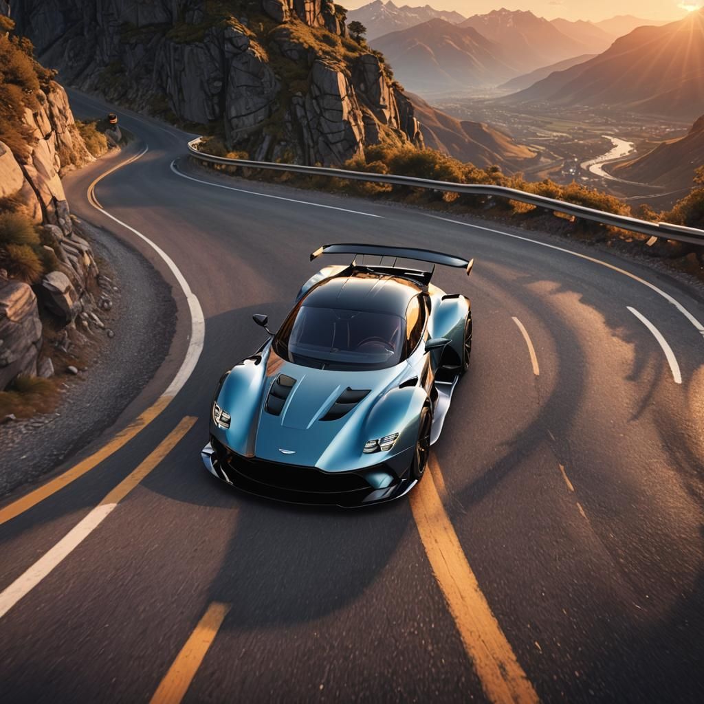 Aston Martin Valkyrie on Mountain Road as Splash Art