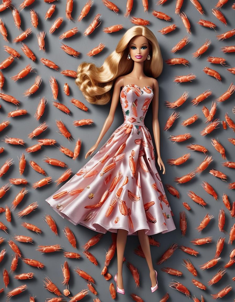 Shrimp Dress Barbie: Photorealistic Magazine Ad