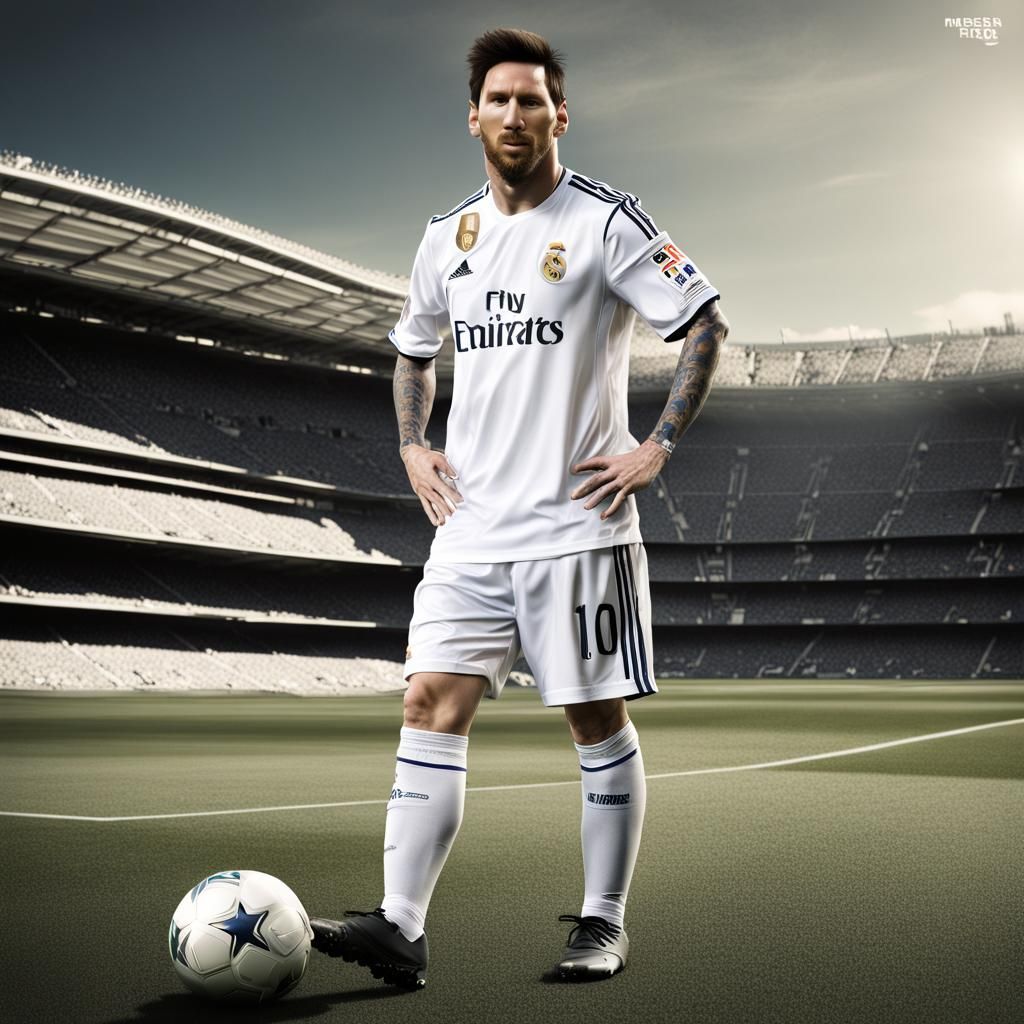 Messi in Real Madrid Kit: Detailed Matte Painting