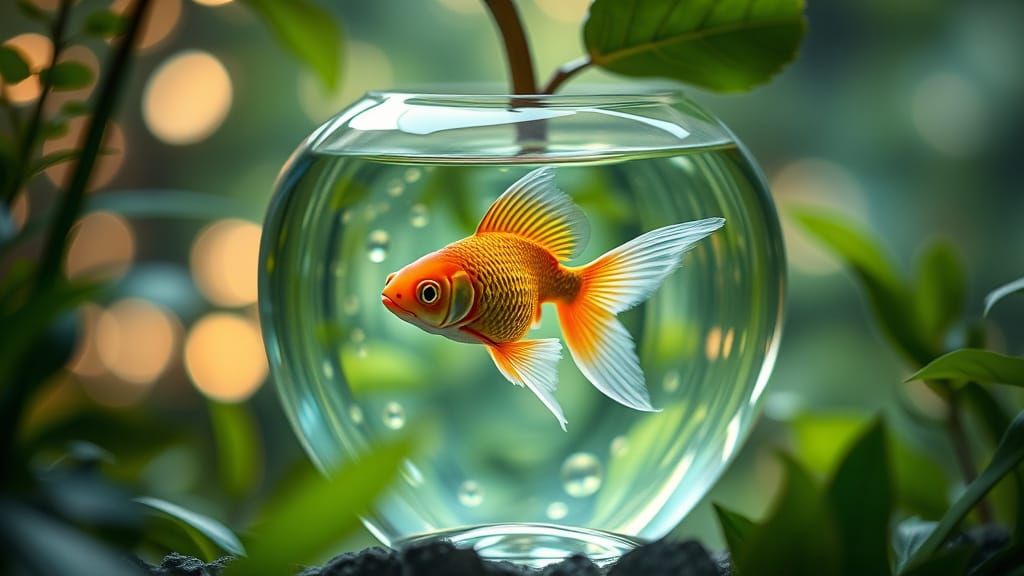 Whimsical Goldfish in a Dreamy Glass Paradise