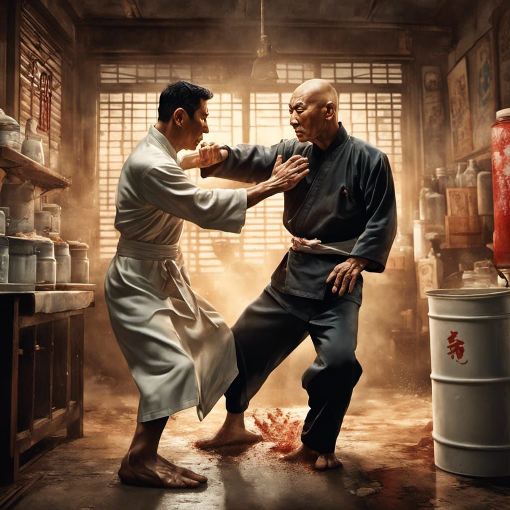 Ip Man and Milkman: Hyperrealistic Concept Art
