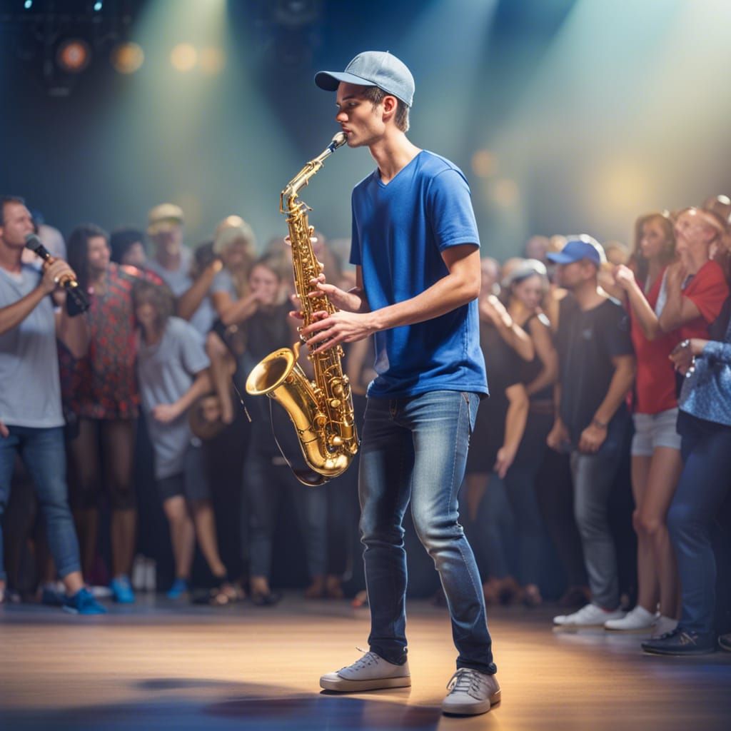Saxophone Player Portrait with Bokeh Lighting