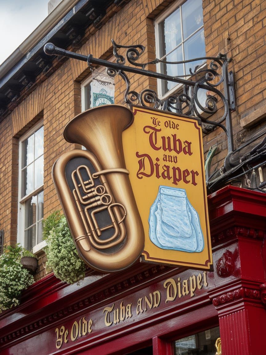 Quaint British Pub Sign in Classic Wood Carvings