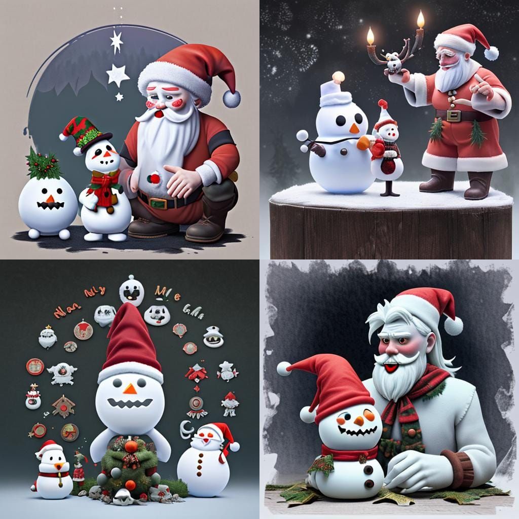 Ghostly Snowman and Santa: Spooky Christmas Halloween