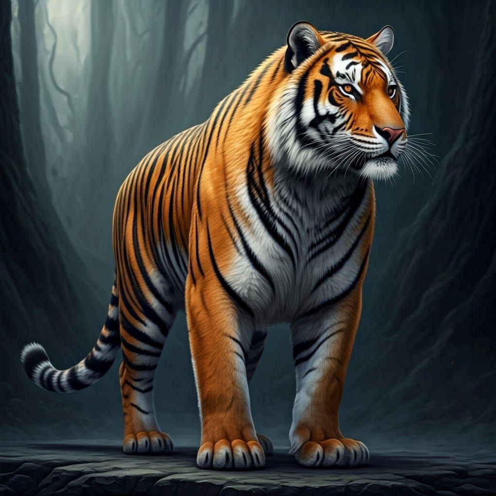 Cyberpunk Tiger-Wolf Hybrid Embodies Fearless Spirit