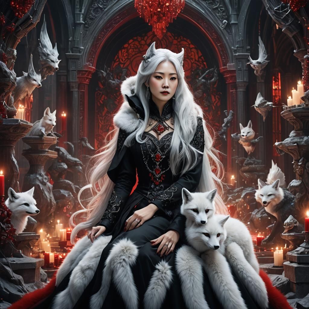 Vampire Queen with Fox Ears in Gothic Style