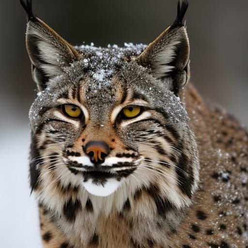 Iberian Lynx Portrait with Bokeh in Winter